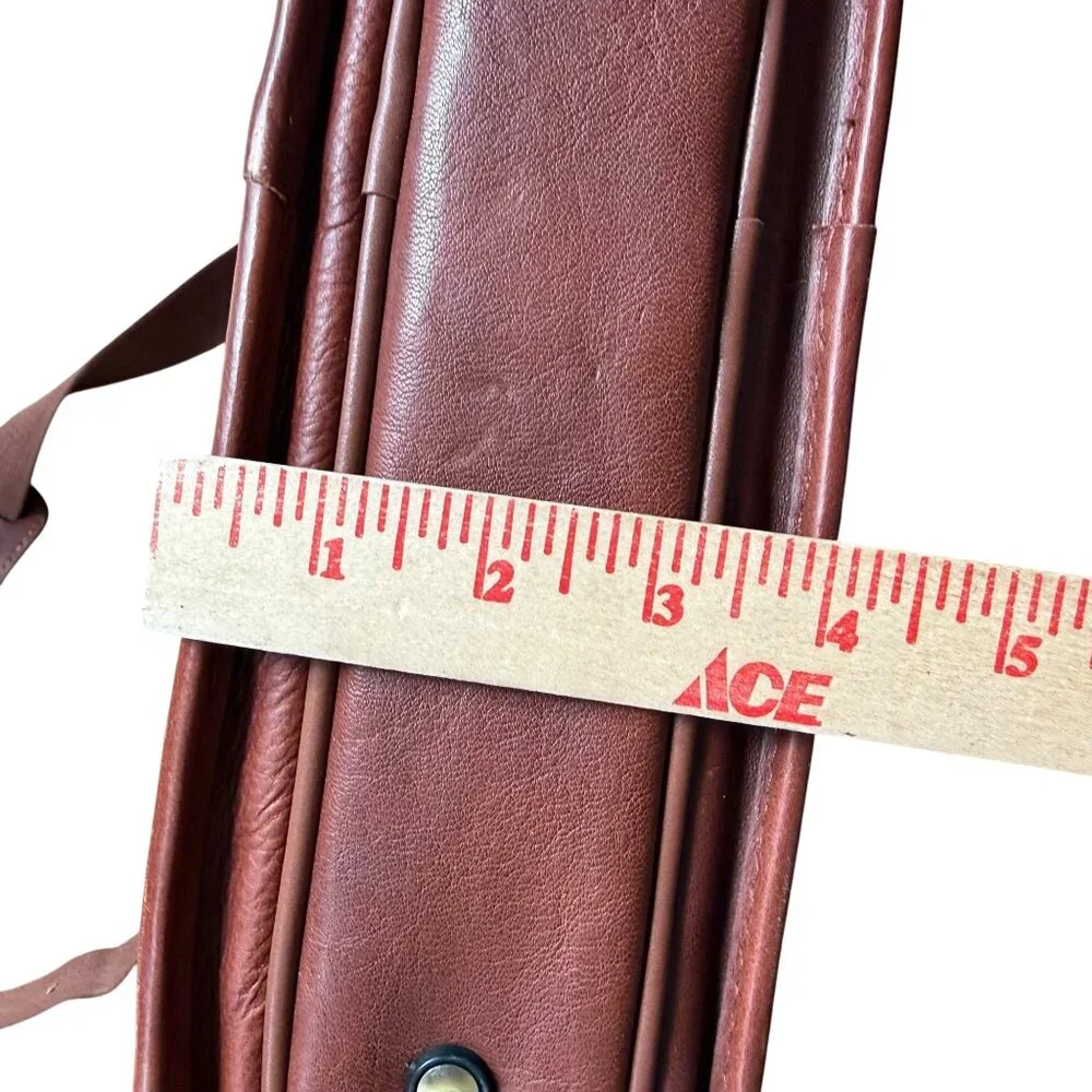 Banuce Brown Leather Messenger Bag With Adjustable Strap & Multiple Zippered Com